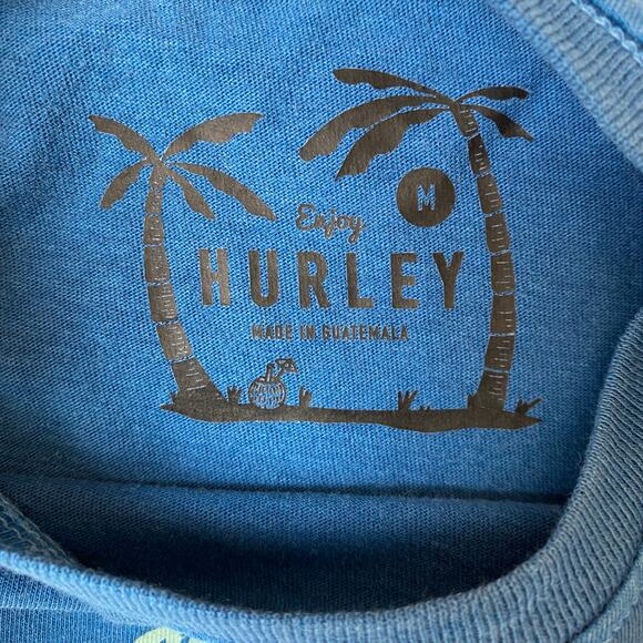 Hurley Tiger Tree Tank Top Women M Teal Blue Biker Cottagecore Raw Hem Beach NWT - Picture 6 of 10